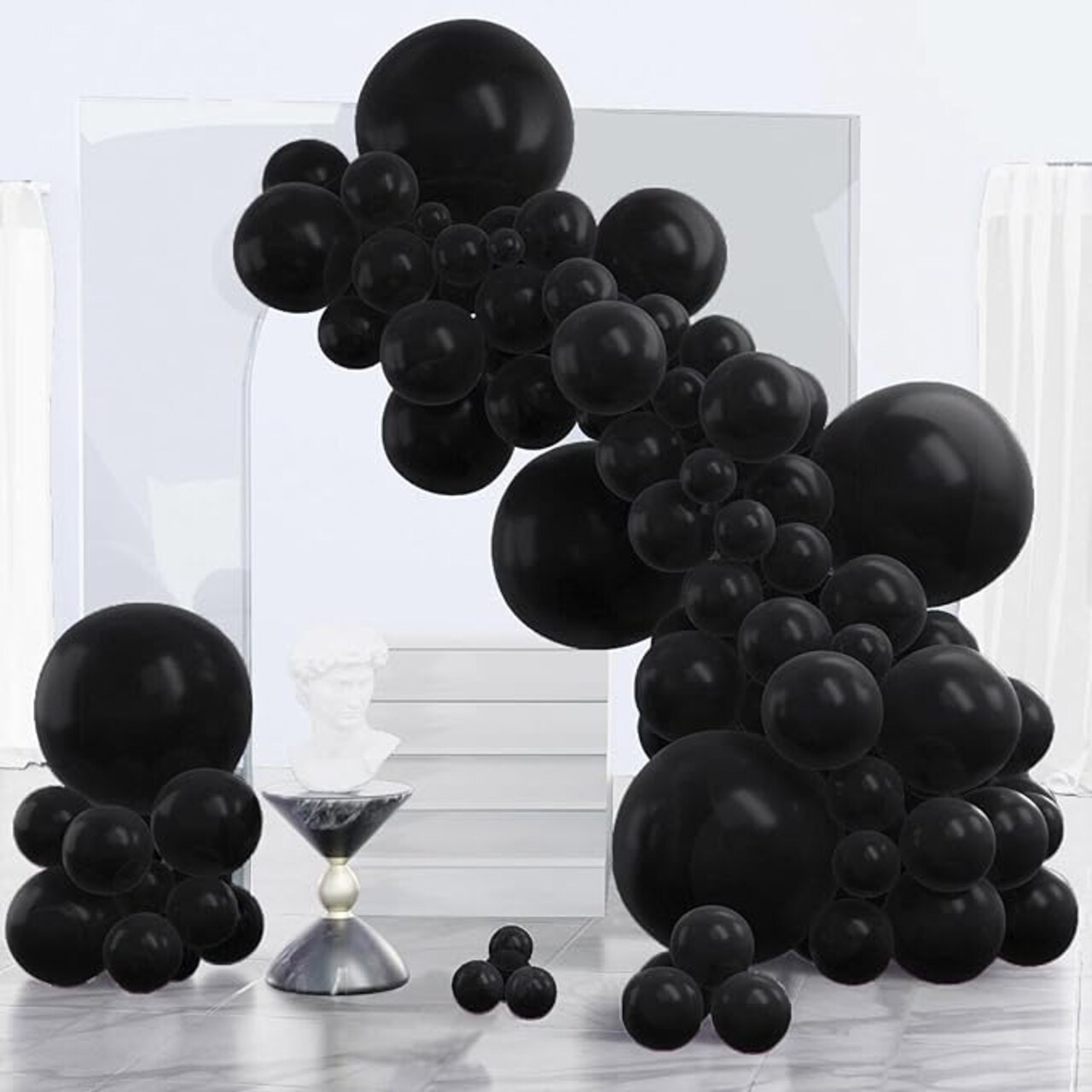 Black Balloons 130 pcs Different Sizes of 18 12 10 5 Inch Black Balloons Arch Kit Garland for Baby Shower Birthday Graduation Casino Gaming Anniversary Race Car Party Decorations Black-Y18
